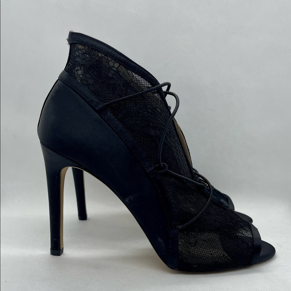 G.I.L.I satin & lace slip on ankle bootie